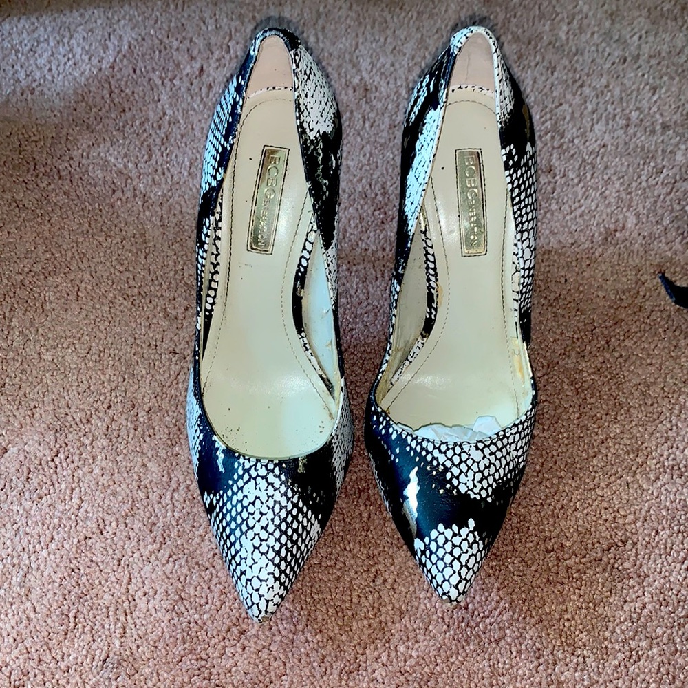 BCBGeneration snakeskin high heels